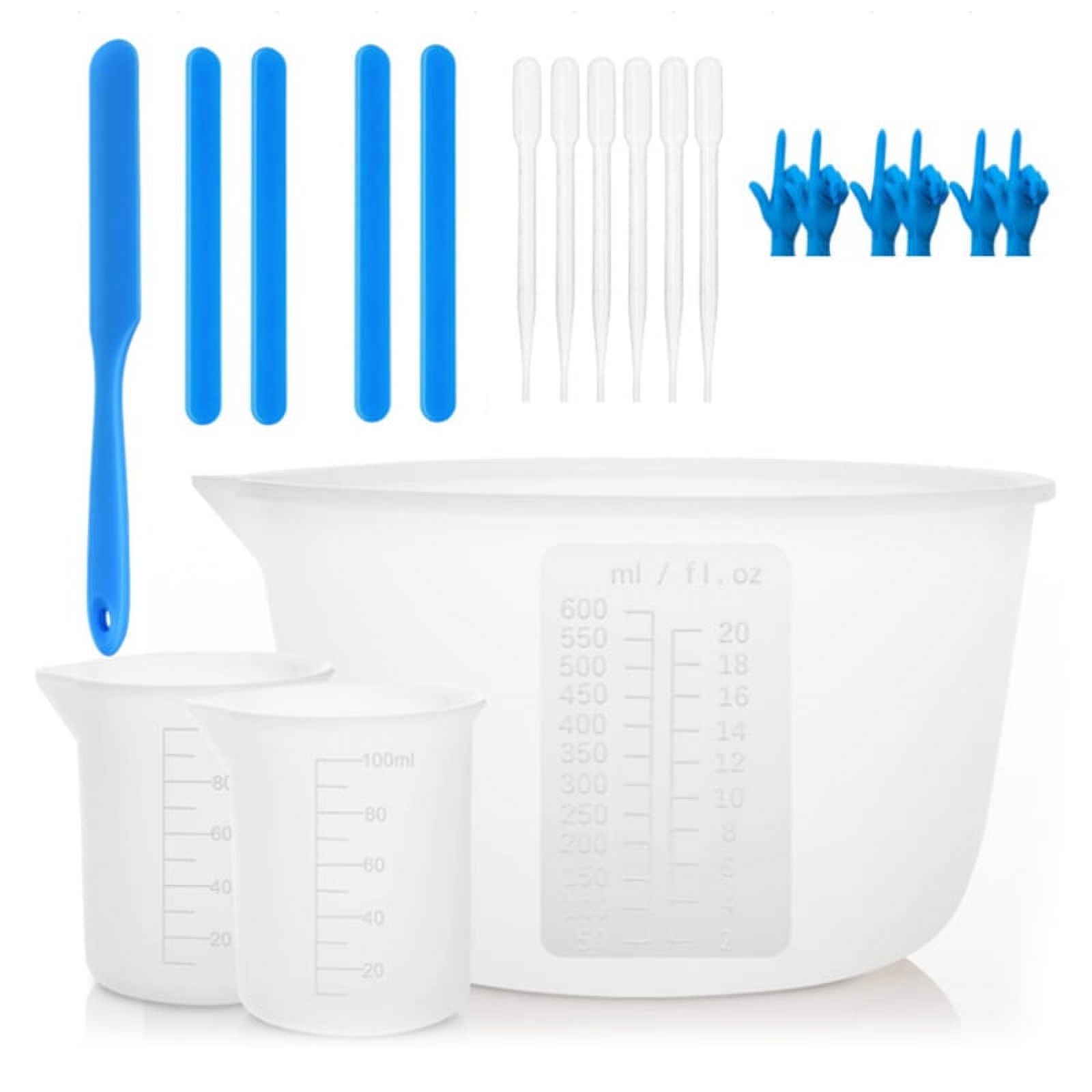 Silicone Measuring Cup Set for Epoxy Resin,600 & 100 ml Mixing Cup, Silicone Spatula,Gloves of Epoxy Resin,Easy to Clean, Other